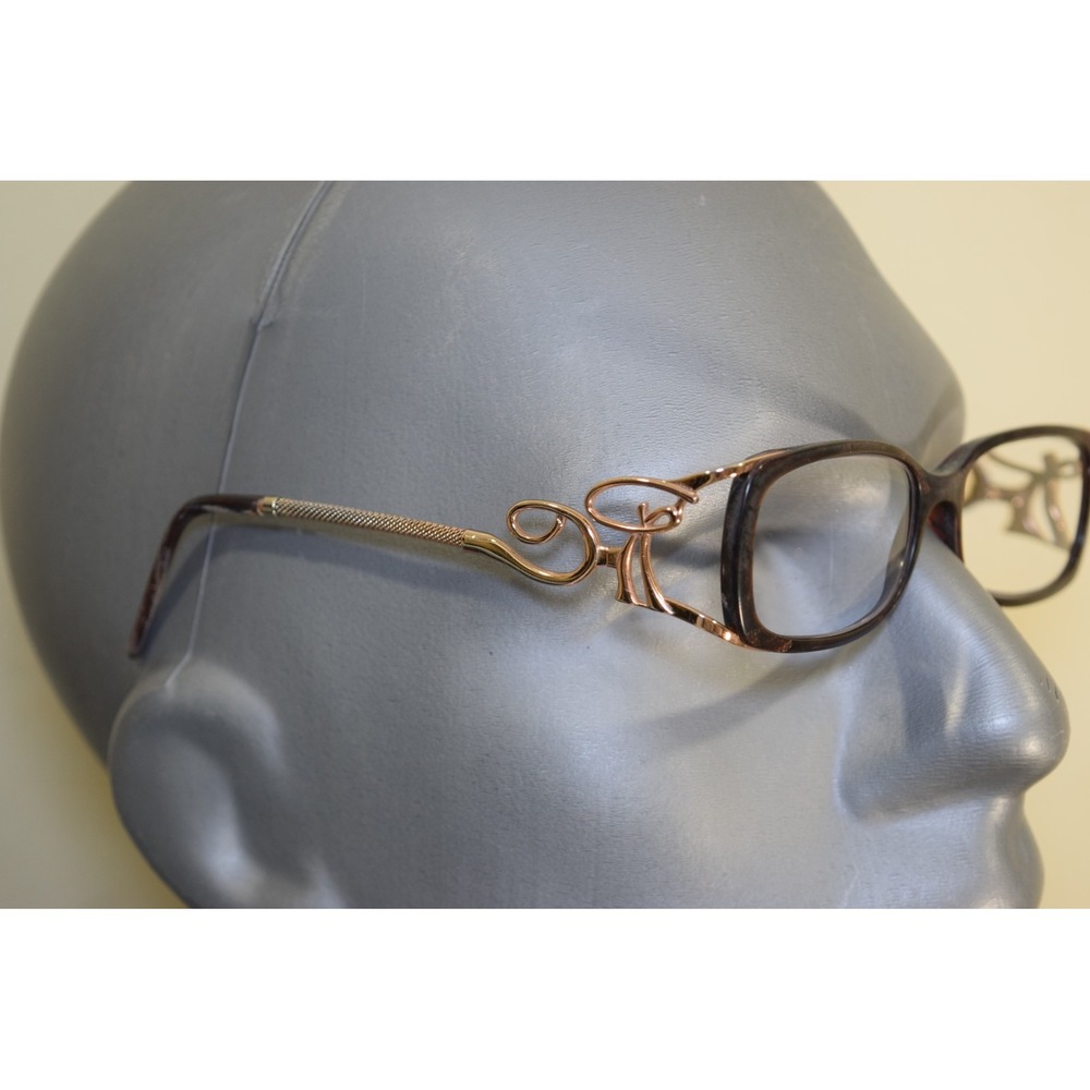 Vintage Roberto Cavalli Gold Mesh Frame Tortoise Rectangle RC Initial Eyeglasses